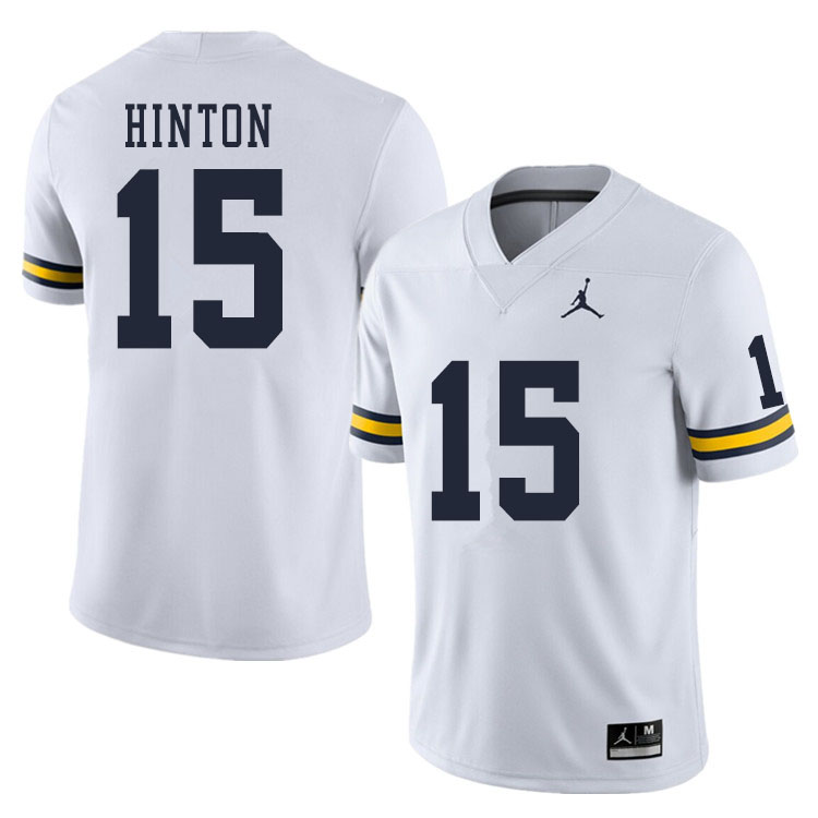 Men #15 Christopher Hinton Michigan Wolverines College Football Jerseys Sale-White - Click Image to Close